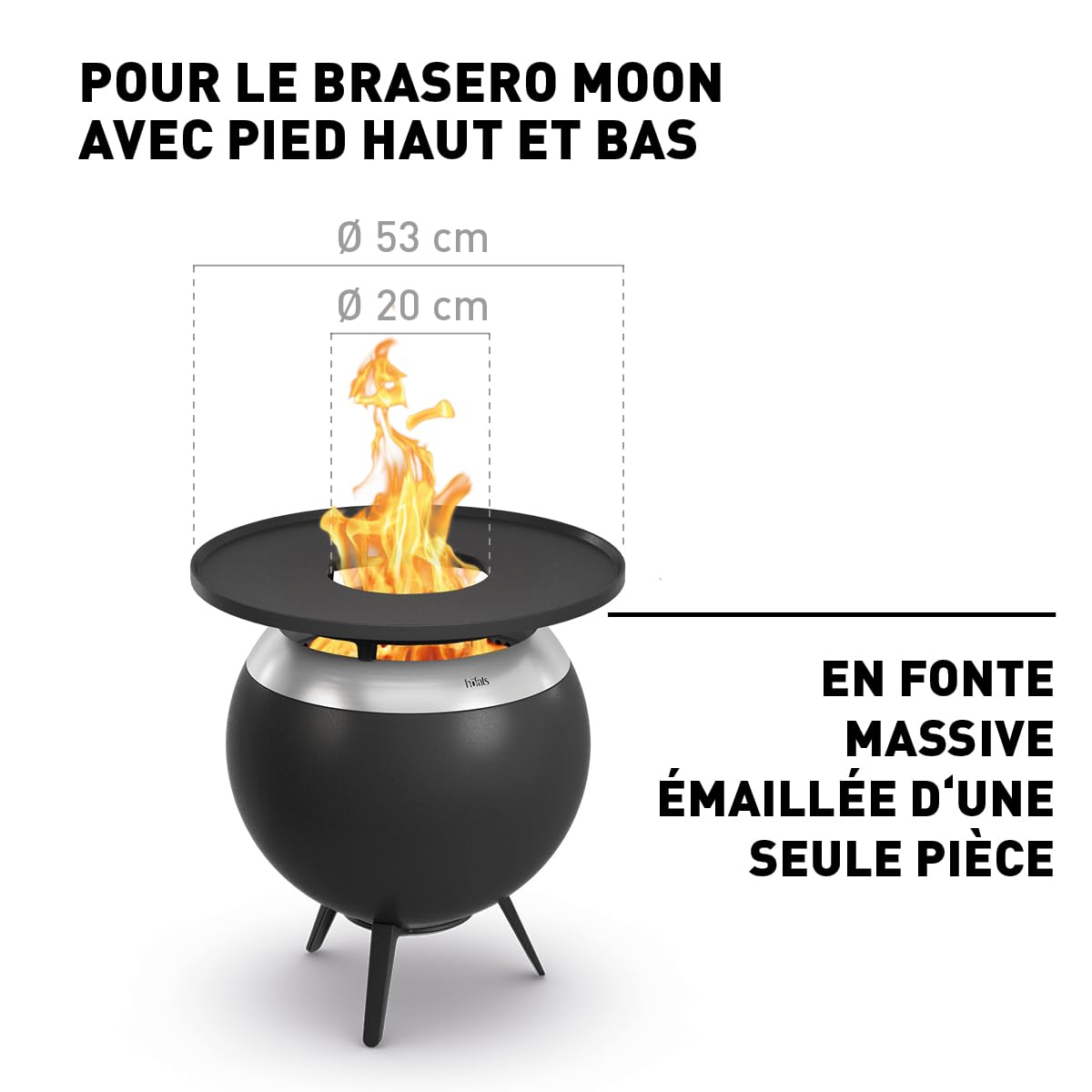 höfats Plancha Moon 45 - Plaque de cuisson continue en fonte émaillée - Conservation optimale de la chaleur pour les grillades de toutes tailles - Revêtement anti-adhésif, cuisson faible en gras