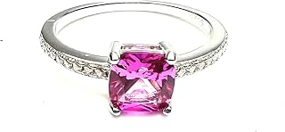 Created Pink Topaz Ring Solid Sterling Silver 925, December birthstone, Engagement Promise Ring