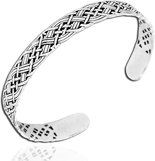 Viking Celtic Knot Cuff Bangle Bracelet/Solid 925 Silver/Adjustable/Cuff/Women's/Men's/Valentine/Birthday/Christmas/Engraving/Quality - KIMNKIM-A37