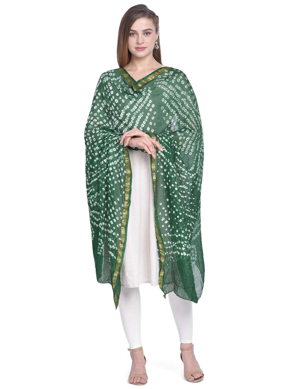 dupatta bazaar Woman's Green Bandhini Silk Dupatta-picture-47