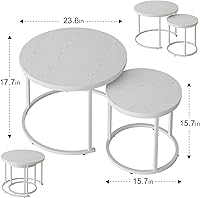 Vista 2 de Garden 4 you Nesting Coffee Table, 23.6" Round Coffee Table Set of 2, Wooden Nesting Table Set with Metal Frame, Side Tables for Living Room Bedroom