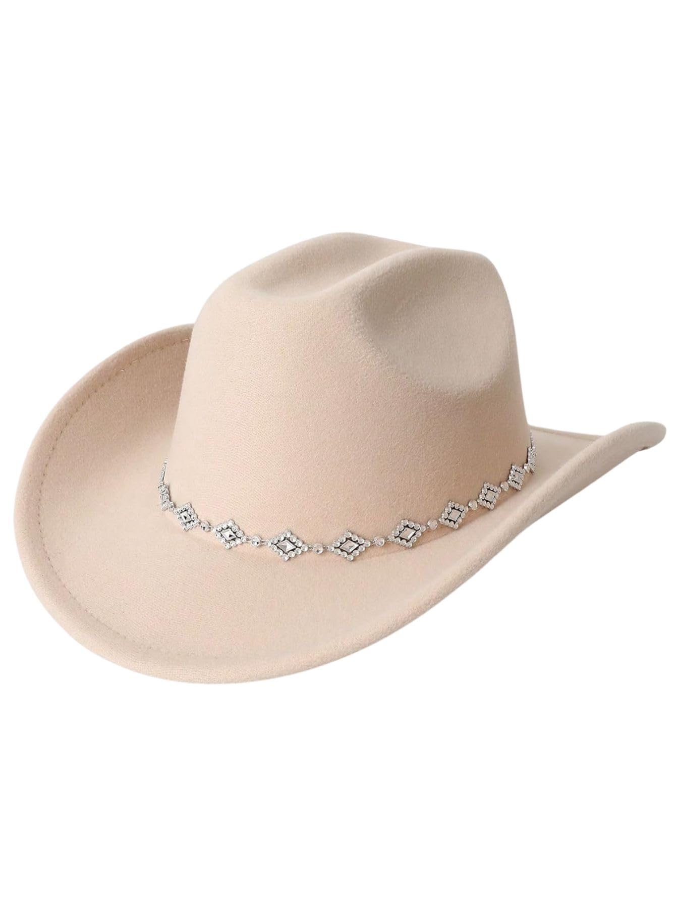 Verdusa Rhinestone Wide Brim Cowgirl Hat
