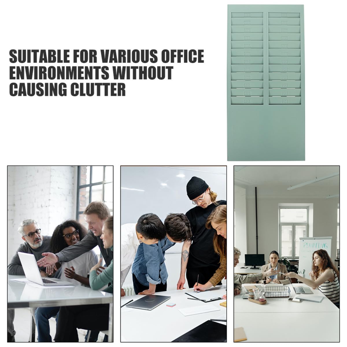 TEHAUX 2 Piezas Organizador de Tarjetas Vertical Ranuras Soporte Compacto para Tarjetas de Asistencia Fácil Instalación Resistente y Ligero para Oficinas y Gestión de Empleados