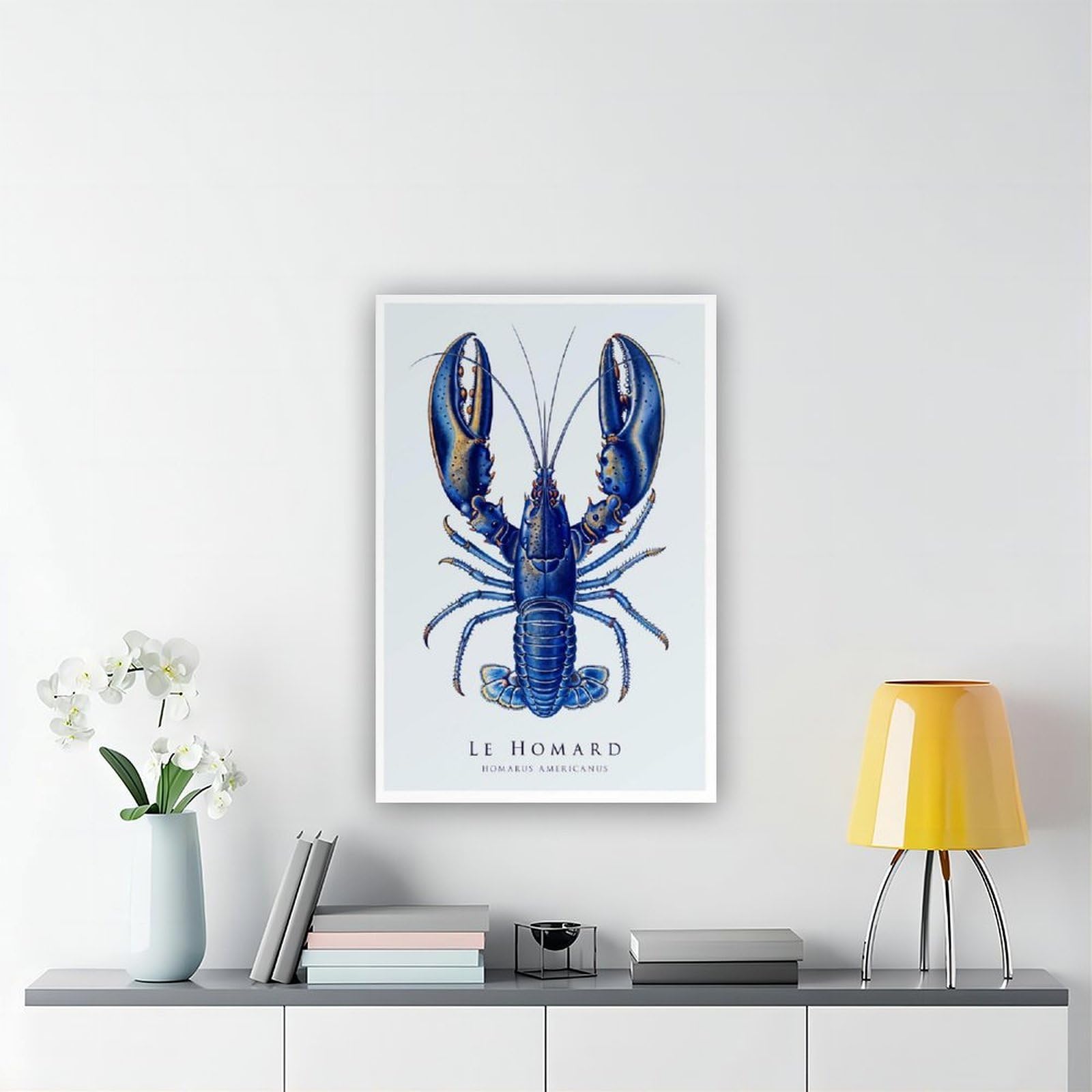 OAHFDF Stampa artistica da parete con illustrazione di aragosta e natura, decorazione artistica da parete per soggiorno e camera da letto, 60 x 90 cm
