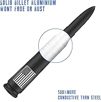 Vista 6 de Antena de bala para camión con bandera de Estados Unidos con tapas de vástago de válvula, mástil para GM Chevy Silverado 1500 2500 3500 HD Ford F150