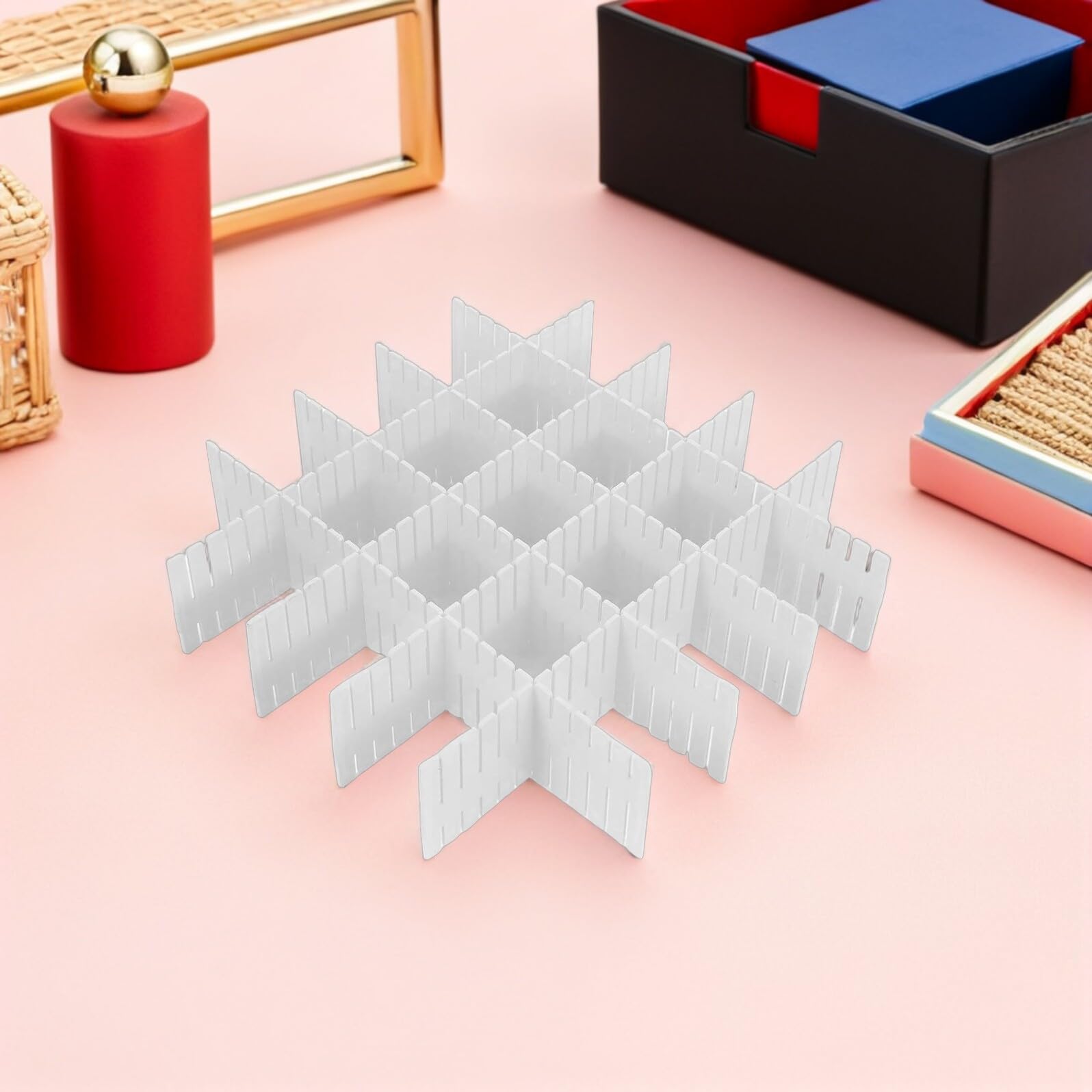 VILLCASE 16 Stück Verstellbare Schubladenteiler Kunststoff Weiß DIY Organizer für Unterwäsche Socken Kosmetik Ordnungssystem für Schrank Küche Schlafzimmer