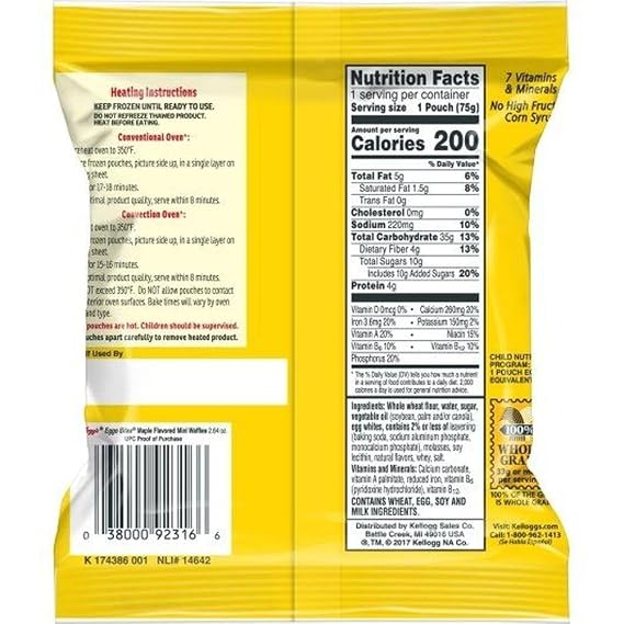 Eggo Minis Maple Flavored Waffle, 2.64 Ounce -- 72 per case.