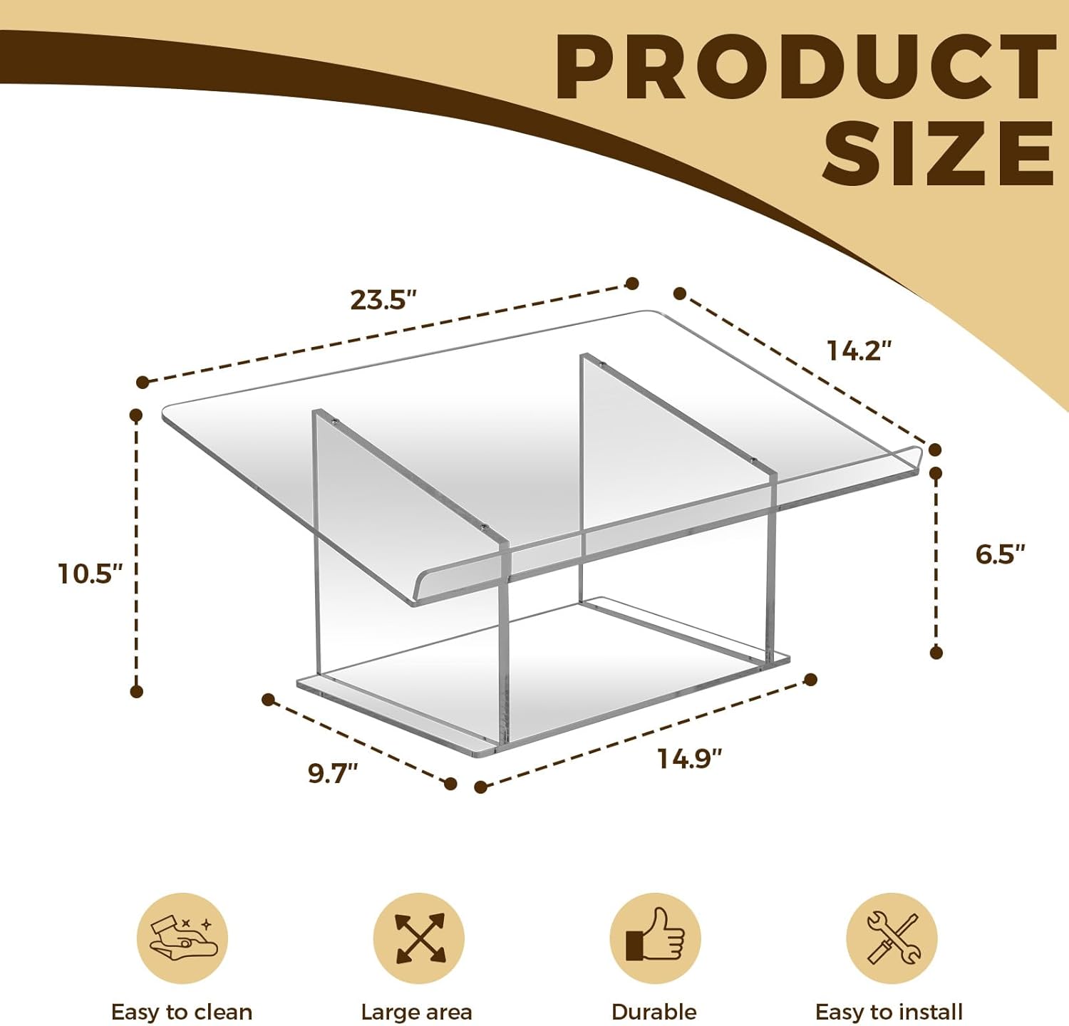 Thickening Acrylic Tabletop Podium, Portable Plexiglass Pulpits, Clear Podium Stand for Weddings,Classroom,Conference,Churches,Professional Presentation (23-1/2"W x 10-1/2"H x 14-1/4"D)