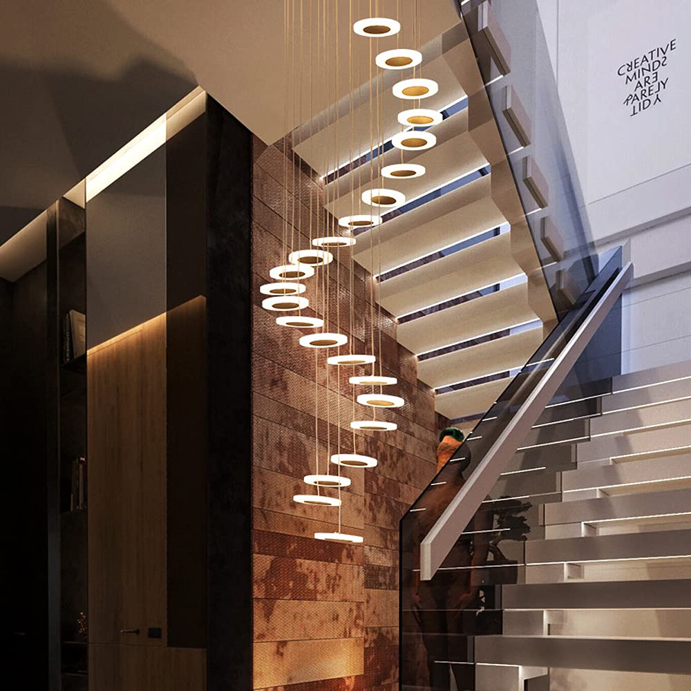 Wiszący salon hotel żyrandol żelazo i akrylowa sufitowa 3000K ciepłe lekkie wisiorka do restauracji schody kawiarni Deco Wisząca lampka regulowana, 42 Flammig