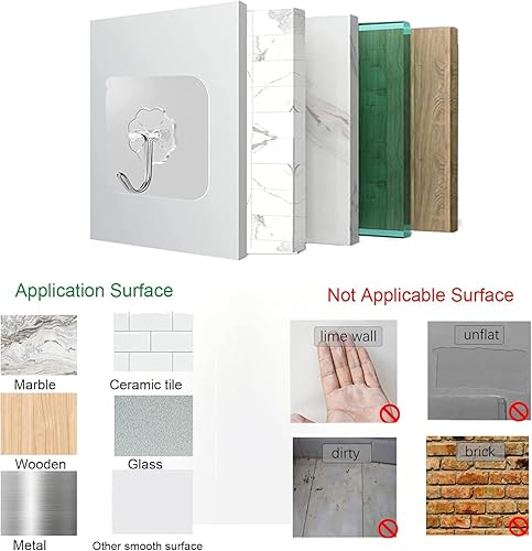 Miniatura 7 de Ganchos de pared impermeables autoadhesivos, paquete de 10, ganchos adhesivos transparentes para ducha, llaves, abrigos, sin óxido, resistentes, sin