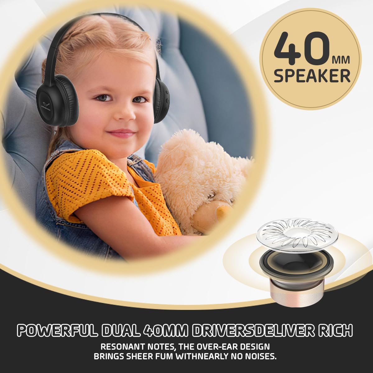 Auriculares Bluetooth para niños, auriculares inalámbricos para niños con limitador de volumen de 85 dB, auriculares inalámbricos para niños de 23 horas de reproducción, auriculares sobre la oreja