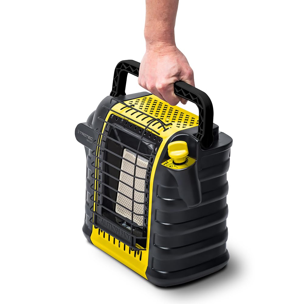 TROTEC Calentador de gas TGH-C 2 E 2,6 kW – Calentador de gas para camping con encendido piezoeléctrico, 2 niveles de calor, sensor ODS y protección antivuelco – Calefactor exterior para camping