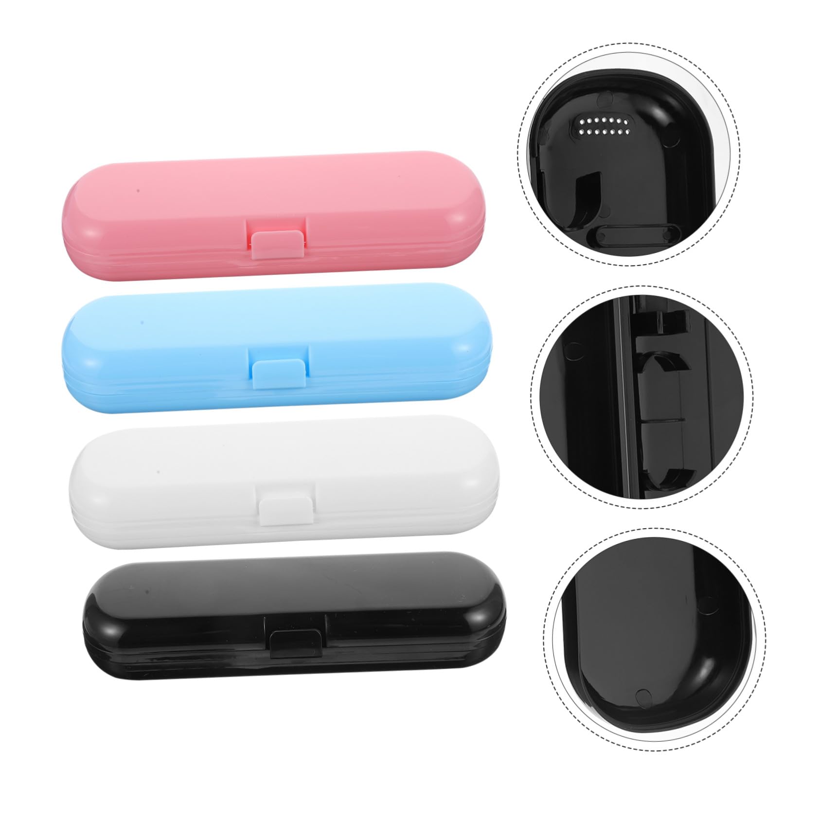 4 pezzi Astucci Portaspazzolino Impermeabili per Spazzolini Elettrici Organizer da Viaggio per Testine Custodie Resistenti Polvere e Batteri per Casa e Outdoor Nero Bianco Rosa