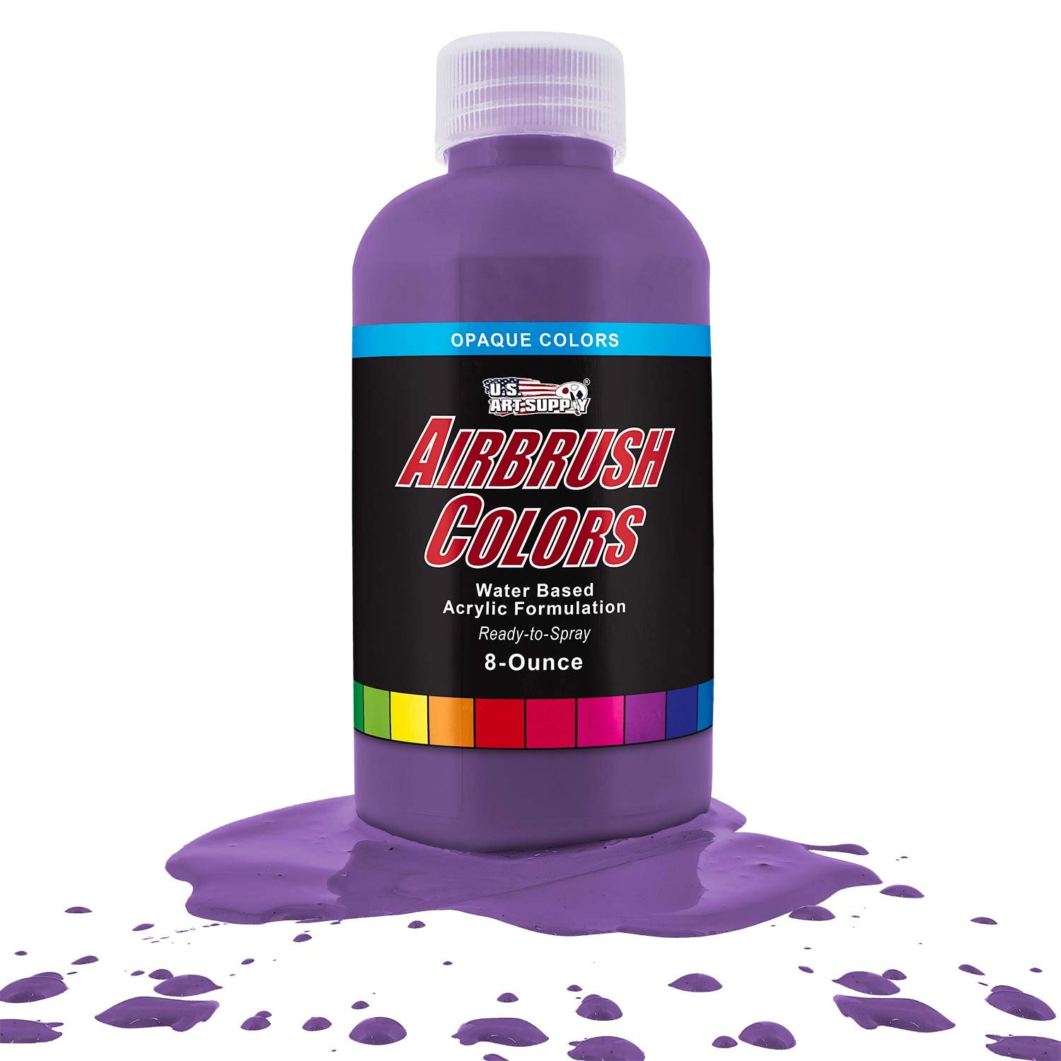 U.S. Art Supply Ready to Spray Deep Purple Opaque Airbrush Paint - 8oz Bottle, Professional Grade Non-Toxic Water-Based Colors for Vibrant & Permanent Results