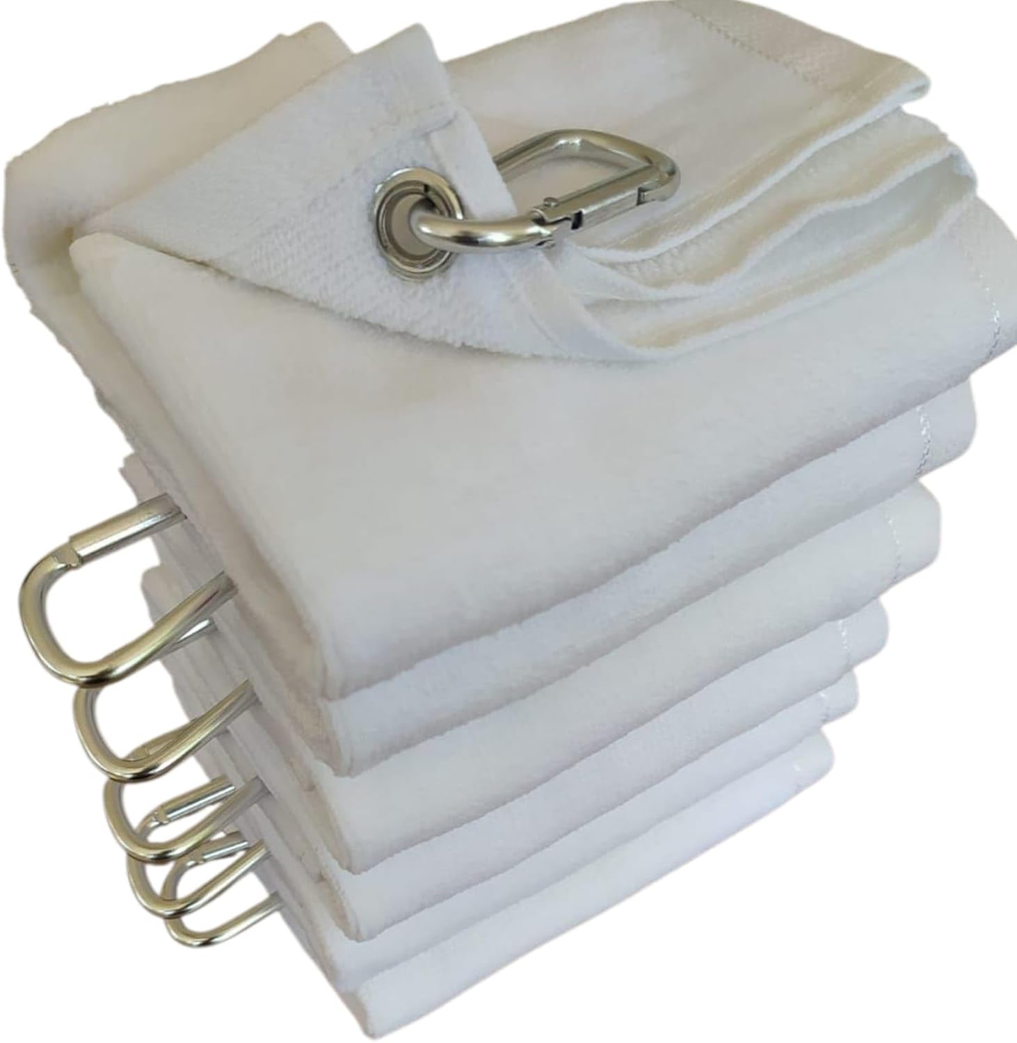 Towland Ticaret,Set of 12, Terry Velour Golf,Baseball and Fishing Towels Corner Grommet & Hook, 11x18 Fingertip Towels, Quality Turkish Sport Towels (12, White)