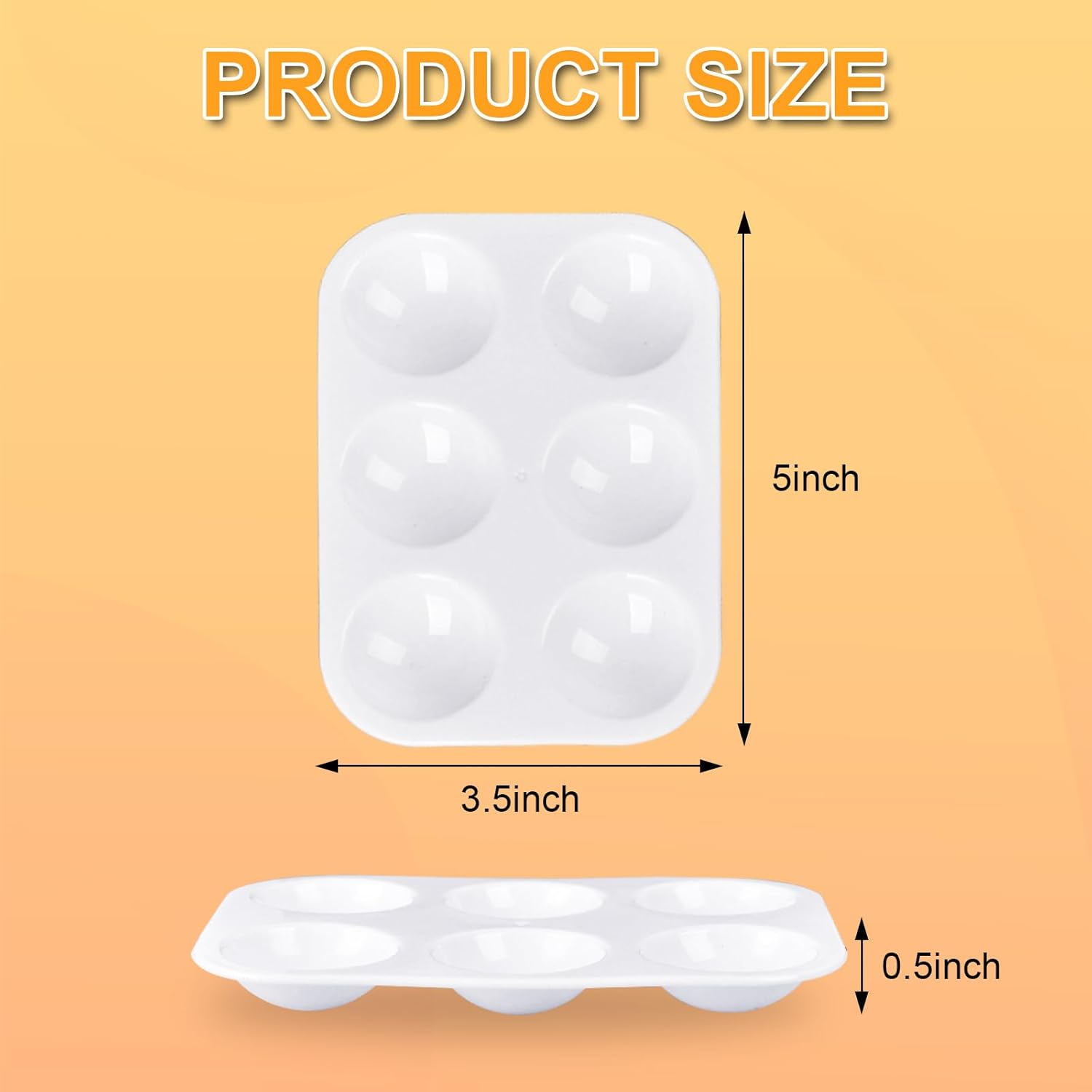 100 Pcs White Plastic Paint Palette 6 Well Watercolor Palette Paint Palettes Craft Paint Trays Finger Painting Tray Rectangular Plastic Paint Tray for DIY Art Painting Watercolor Craft