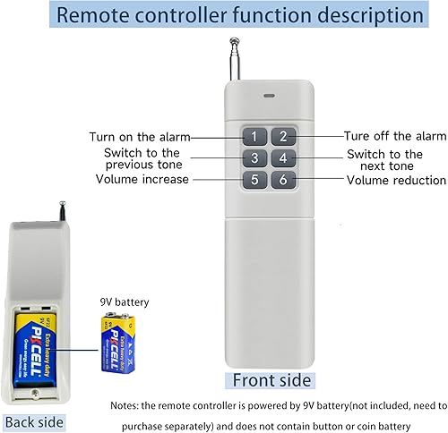 Miniatura 9 de 0.31 millas de control remoto inalámbrico sirena de volumen ajustable tono impermeable 130dB cuerno alarma de seguridad Systerm con luz