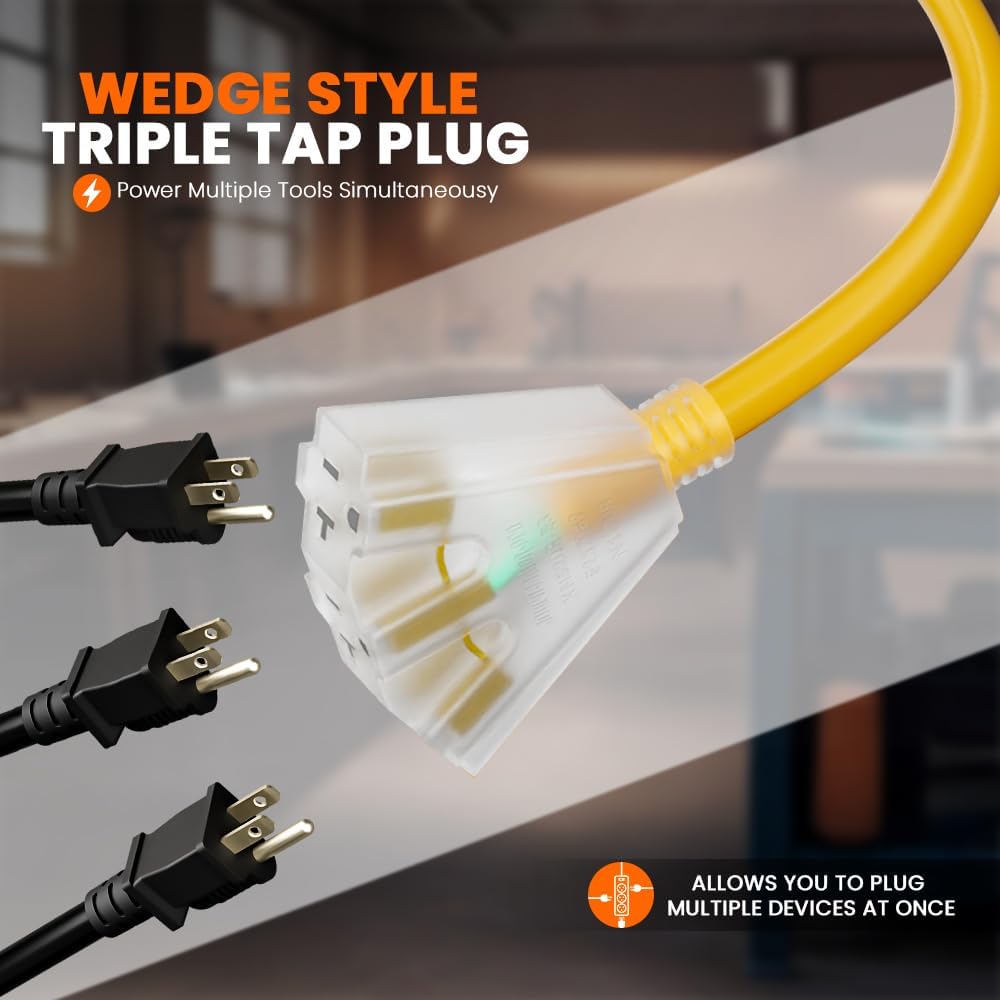 30 Amp to 110 Adapter L5-30P or TT-30P to LIT 3-Way Outlet Splitter by Journeyman Pro - 125 Volt, 30A to 15A-20A, 10AWG 3-Prong Locking Triple Tap 5-20R for RV Generators (TT-30P (2FT))