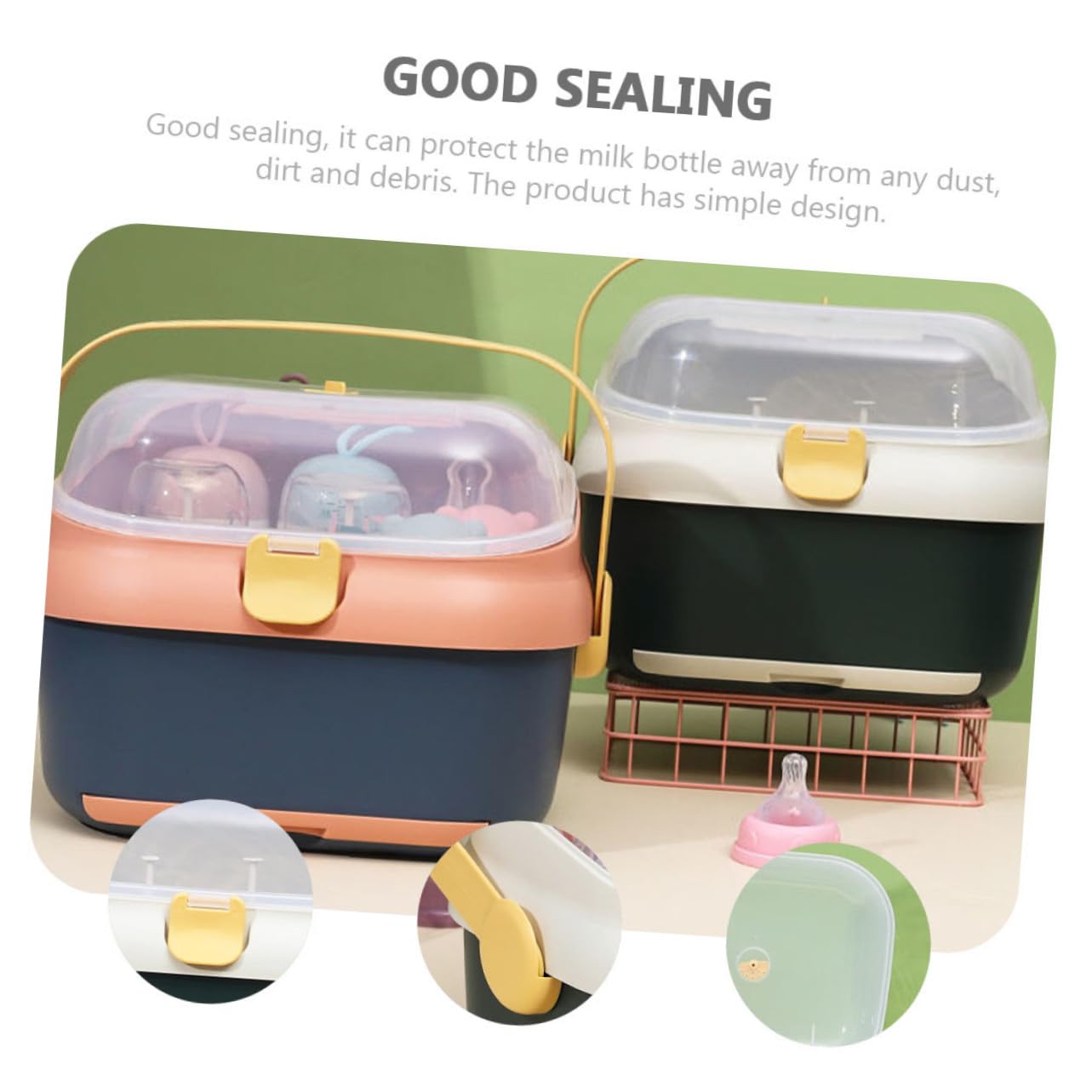 Babyflaschen Trocknungsbox mit Deckel Abtropfbehälter Frei für Babyflaschen und Becher Grün Weiß Große Aufbewahrungsbox Babyprodukte