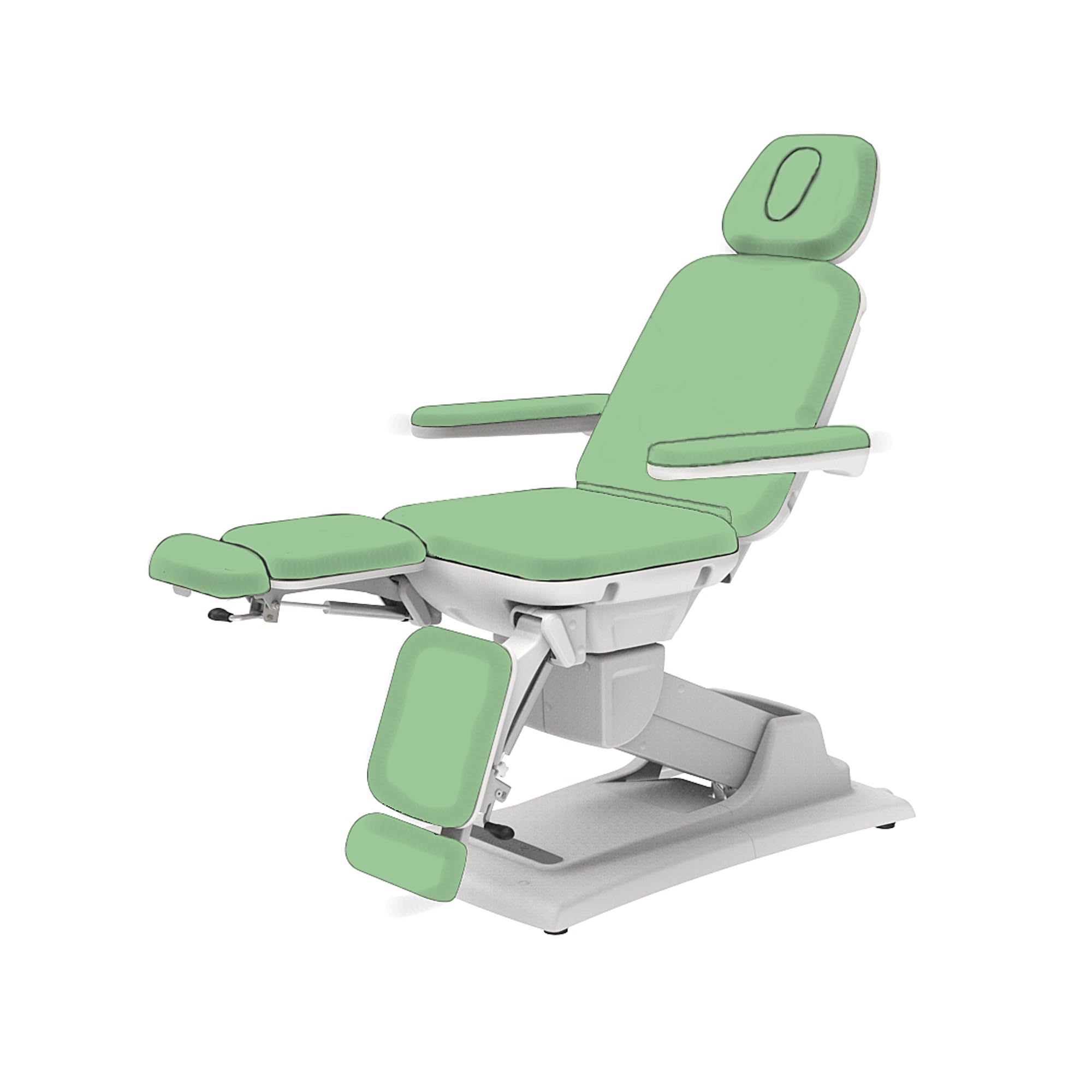 Elektrische Kosmetikliege/Kosmetikstuhl – Höhenverstellbar, belastbar bis 200 kg, mit Armlehnen und Verstellbarer Rückenlehne – Ideal für Beauty-Salons (Pastellgrün)