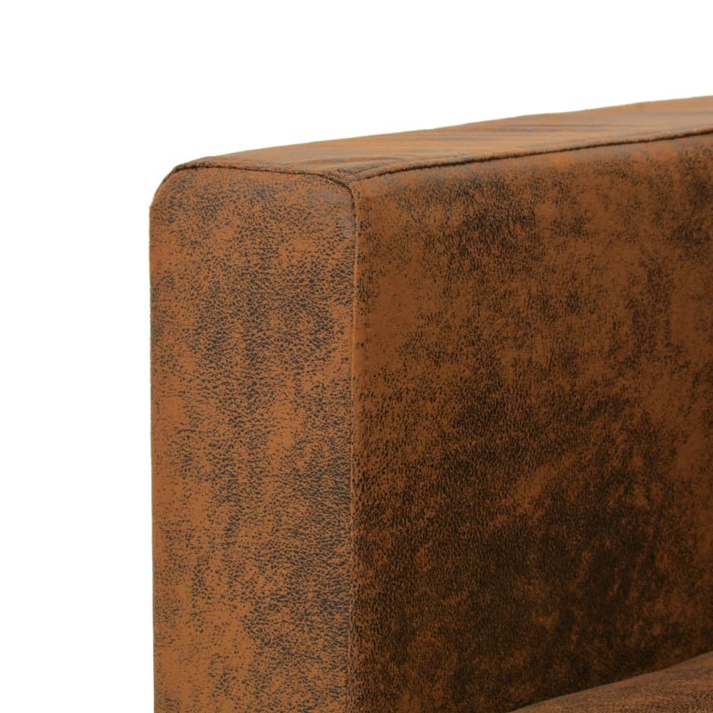 Divano a 3 Posti 191x73x82 cm in Pelle Scamosciata Artificiale Marrone, Struttura in Legno e Cuscini Rimovibili, Design Moderno e Confortevole per Soggiorno, Imbottitura