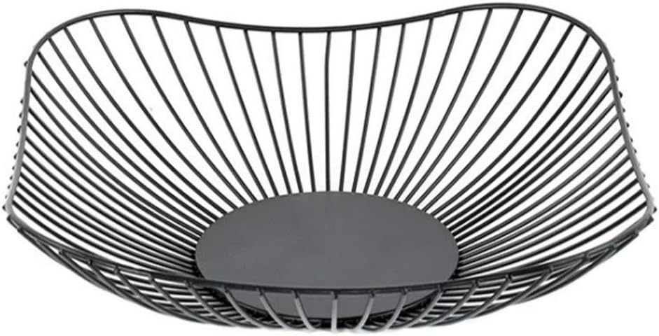 Metal Fruit Basket - Black Fruit Bowl for Kitchen Counter - Wire Storage Basket for Vegetable Snack Candy - Square Fruit Holder for Countertop - 10 Inches (Square)