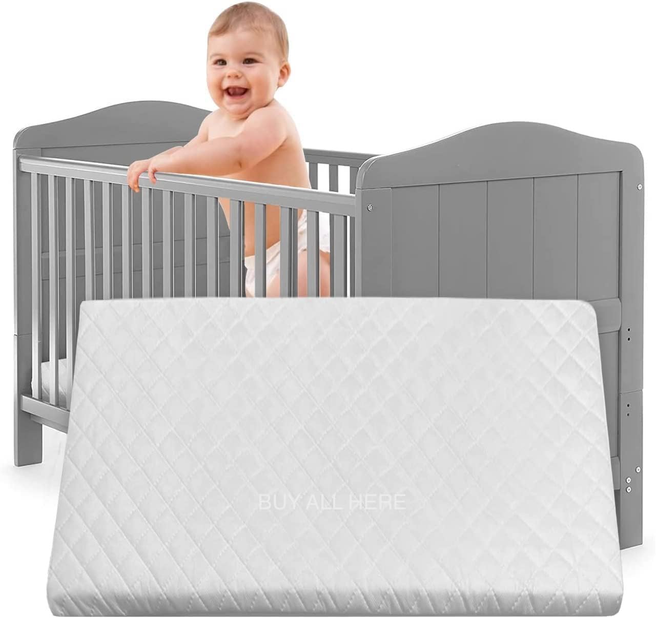 RAINBOW Soft Cushioned Baby Cot Mattress – Space Saver Cot Mattress – Quilted, Antibacterial, Breathable, Water-Resistant Cover – Portable, Machine Washable (100 x 50 x 7 - CM)