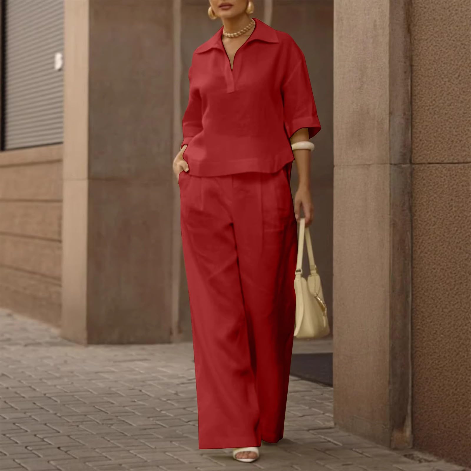 Conjunto Mujer Verano 2 Piezas Moda raje de Primavera Ligero Chndal Blusa Pantalones Ropa Playa Vacaciones Deportivo Casa Trabajoconjunto Dos Piezas mujerElegante y verstil