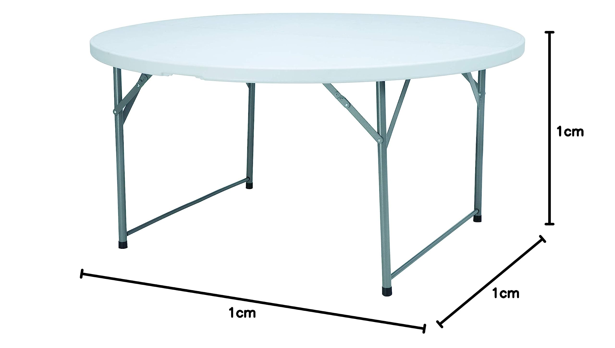 HENDI Buffettisch, AmerBox, rund, klappbar, mit Griff, platzsparend, leicht zu transportieren, für den Innen- und Außeneinsatz, Gartentisch, Campingtisch, Klapptisch, ø1500x(H) 740mm, HDPE, Weiß