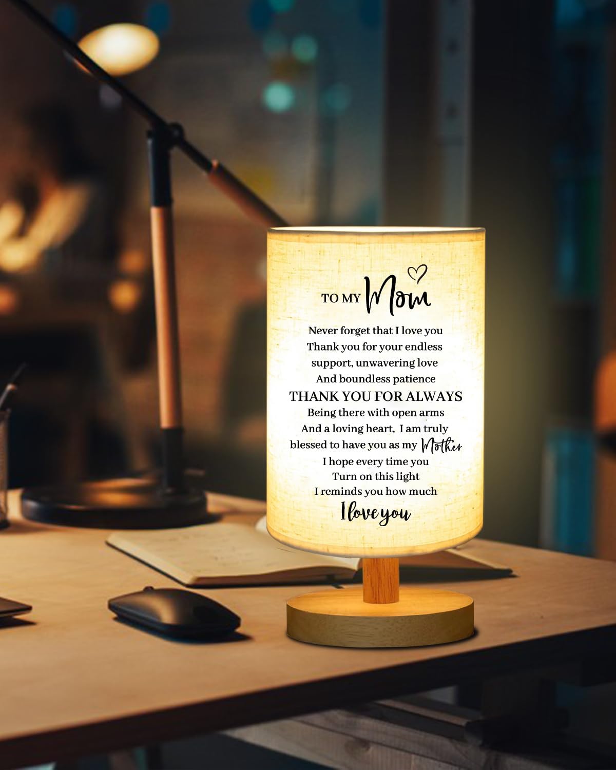 Birthday Gifts for Mom from Daughter Son, to My Mother Fabric Table Lamp, Mom Birthday Christmas Gifts from Kids, Bedside Table Lamp Presents for Mother - Image 2