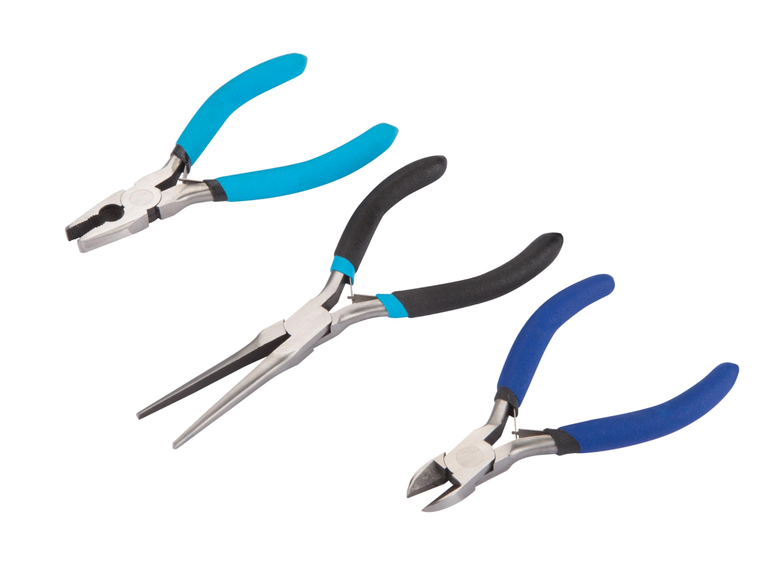 3 Piece Soft Grip Mini Pliers Set Combination, Needle Nose & Side Cutter Plier