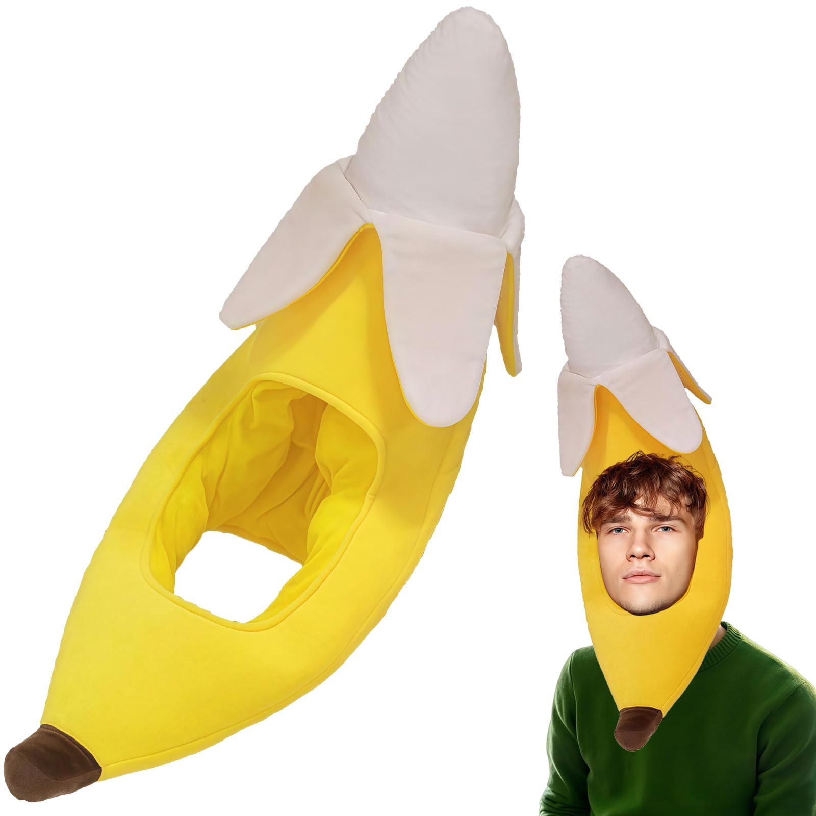 1 Piece Banana Hat 67x25cm, Unisex Funny Hats, Novelty Hats for Fancy Dress Parties Festivals and Themed Events, Fancy Dress Headwear Suitable for Men and Women Eye-Catching Hat