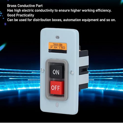 Miniatura 7 de Estación de botones de 10 piezas, interruptor de botón pulsador de presión Caja de estación de control de energía 3 fases ON apagado 380V 30A