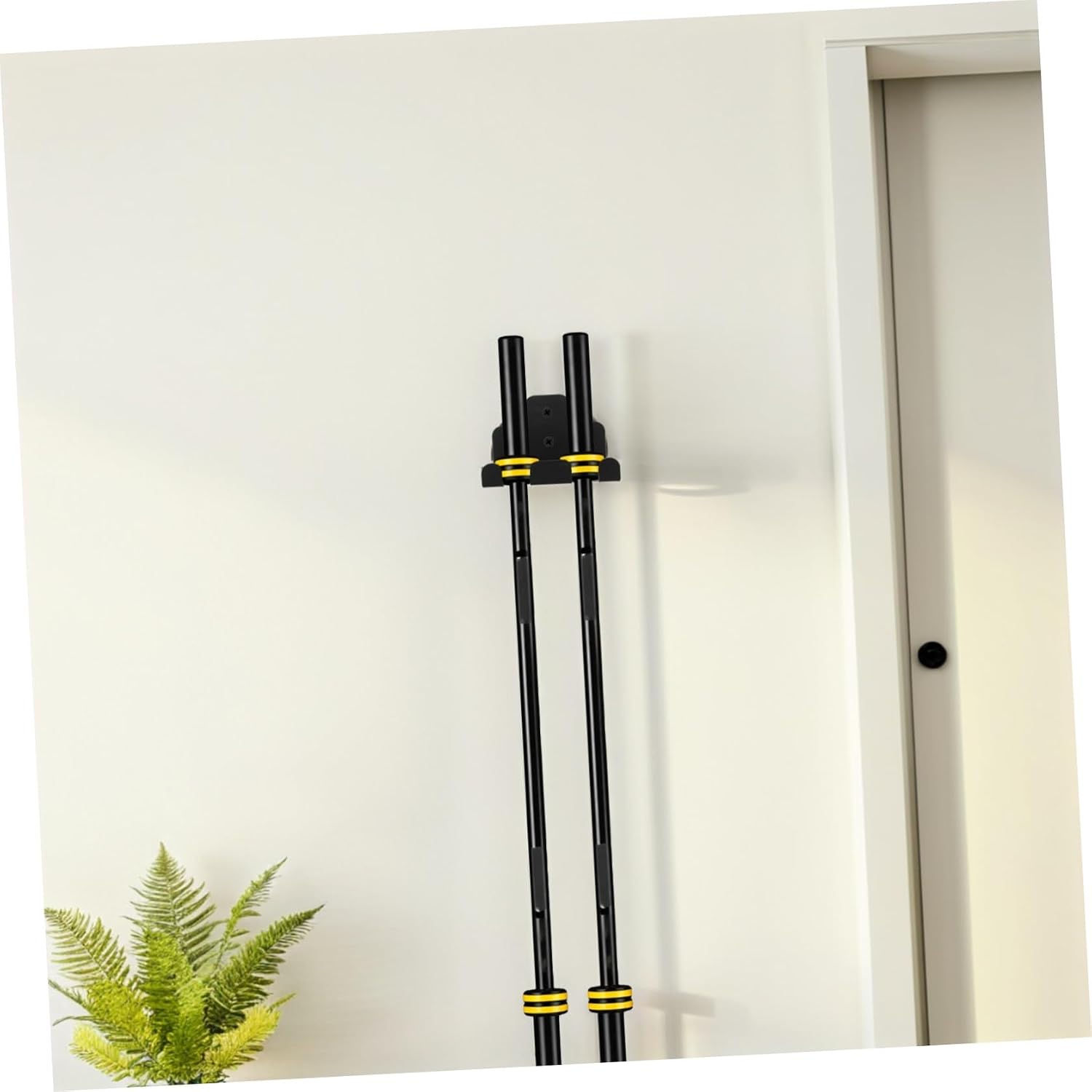 Barbell Wall Mount Rack with Three Hooks, Wall Mounted Weightlifting Barbell Holder 4.3" X 6.5" for Home Gym Storage and Strength Training Accessories