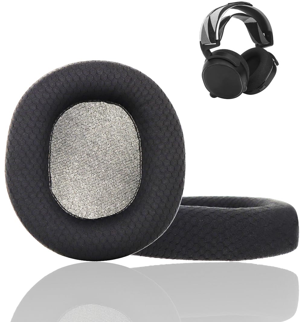 Replacement Black Fabric Ear Pads Cushion Earmuffs Compatible with SteelSeries Arctis 3 / Arctis 5 / Arctis 7 Arctis 9 / Arctis 1 / SteelSeries Arctis pro Lossless Wireless Gaming Headset