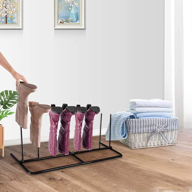 AllRight 4 Boot rack boots Storage Rack Walking Shoe Stand Metal Boot Organiser Holder Sturdy Garden Indoors Outdoor Simple Strong Space-saving Stable Shelf Black