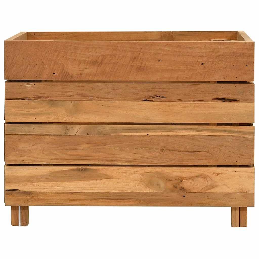 Hochbeet 50x40x38 cm aus recyceltem Teakholz und Stahl mit Ablage für Balkon Garten Terrasse robust wetterfest ideal für Kräuter und Blumen