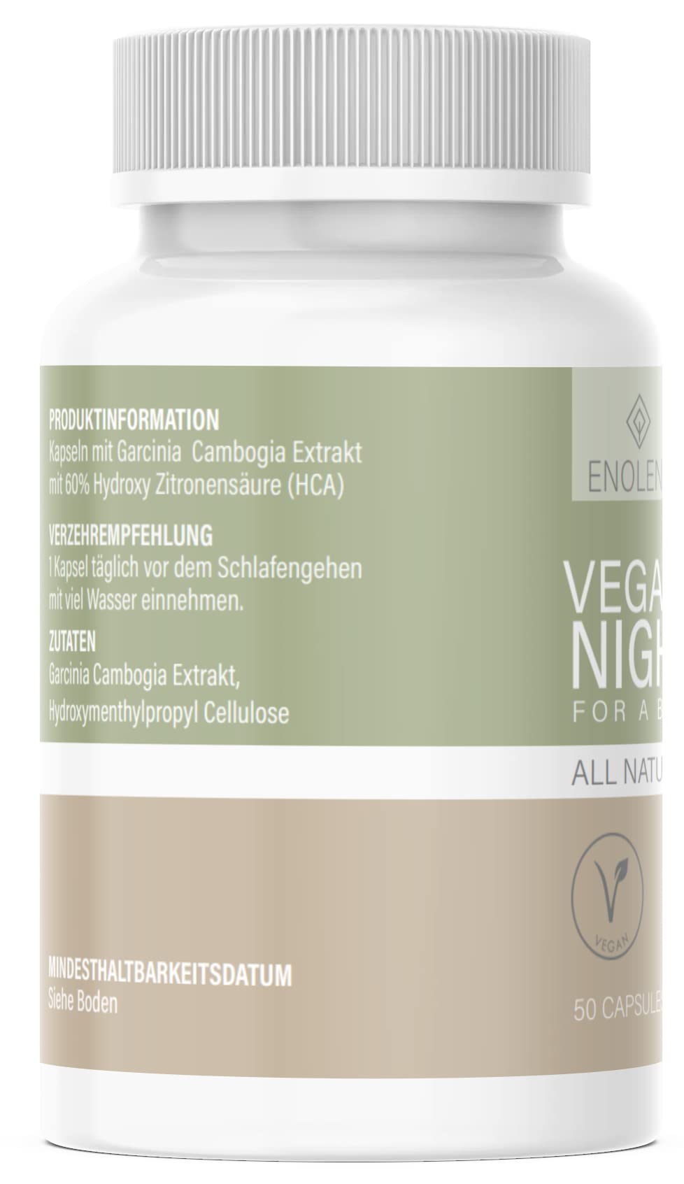 NEU: Enolenia® NIGHT F-BURN Kapseln VEGAN - 1 Kapsel pro Nacht mit Garcinia Cambogia Extrakt - für Männer & Frauen, schnell + Hochdosiert - aus hochwertiger Produktion in Deutschland (1x)