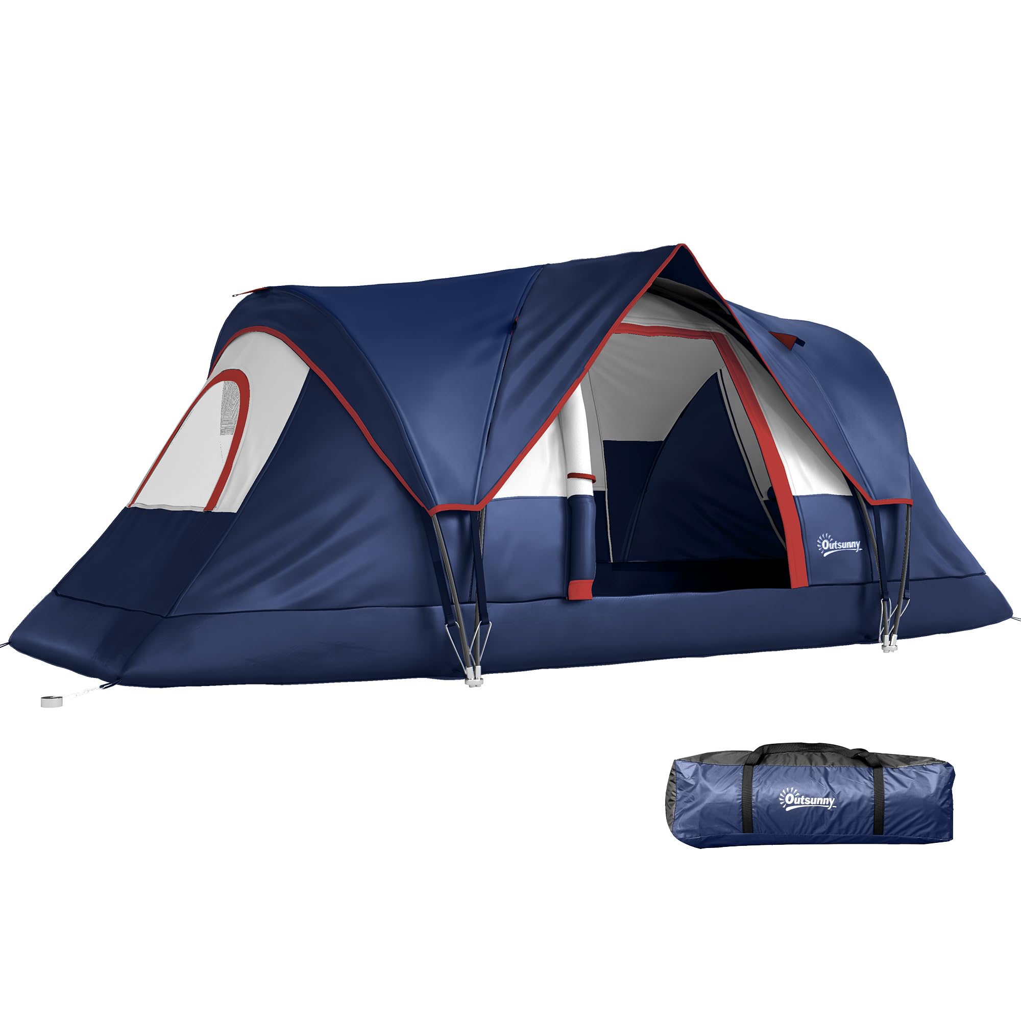 Outsunny 5-6 Man Camping Tent, Tunnel Tent, UV Protection 3000mm, Water Resistant Hiking Shelter with Groundsheet and Carry Bag, Navy Blue — image 1