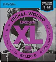 Encordoamento Para Guitarra .009-.042 Com Corda Extra PL009 D'Addario XL Nickel Wound EXL120-B