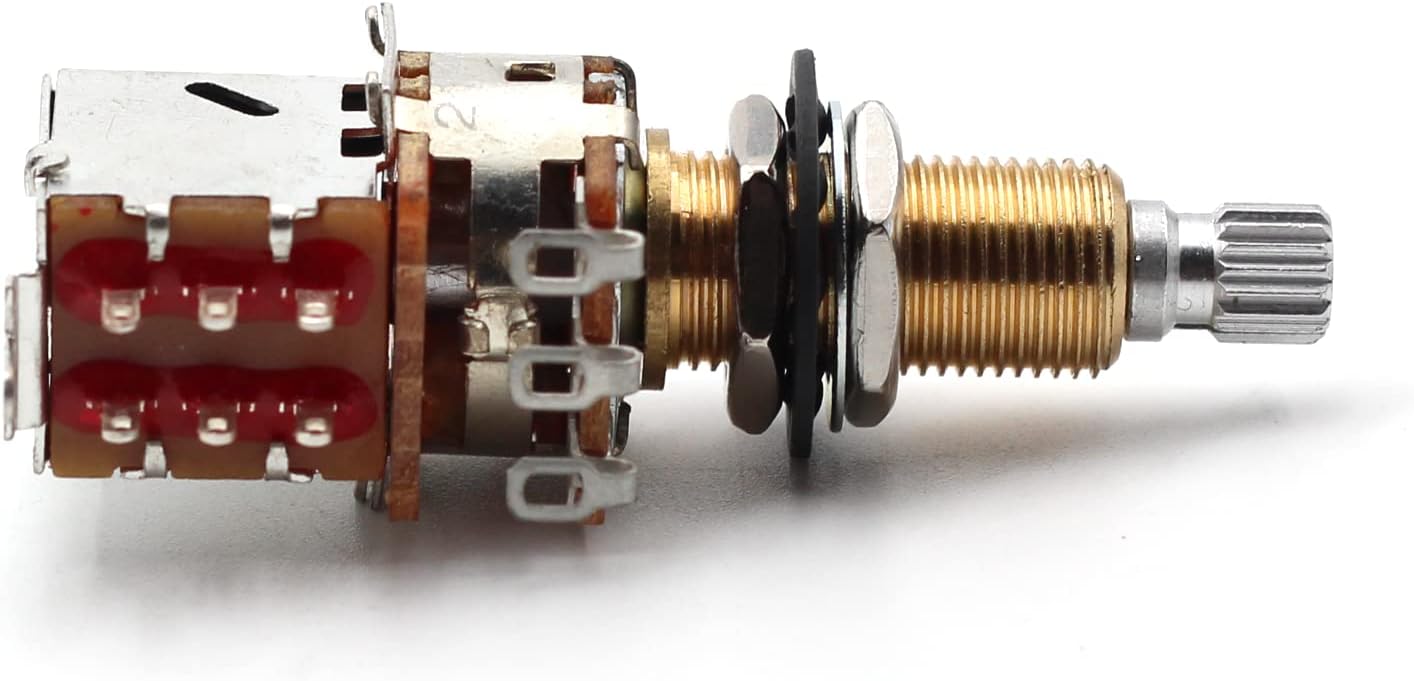 Bourns 500k Push Pull Potentiometer - Long Split Shaft, Audio Taper, DPDT, Low Friction Guitar Pot (2x)