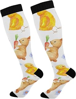 501 Compression Socks Rabbit And Chicken Calf Socks Non Slip Sports Socks Soft Crew Socks For Outdoor Walking Women 40cm