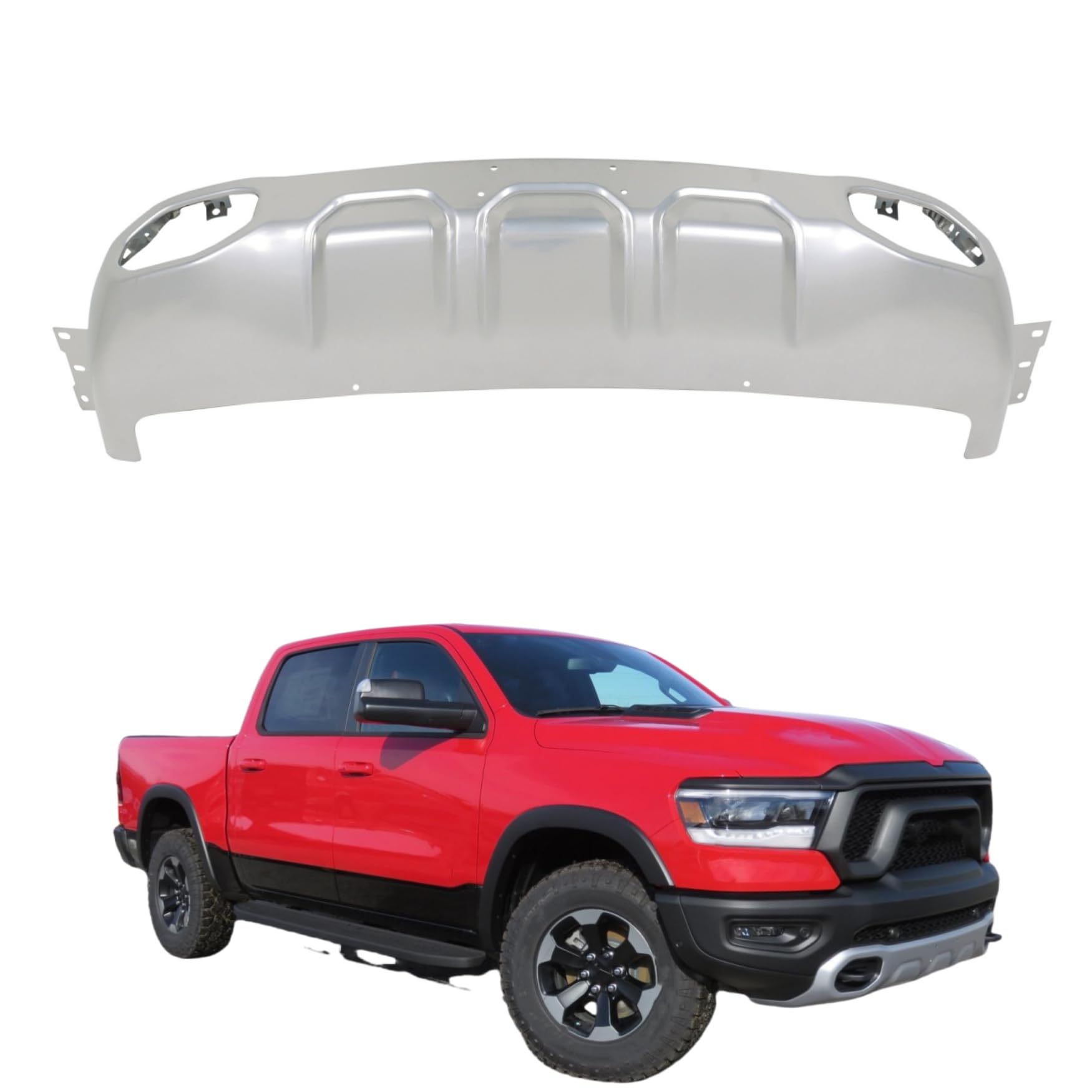 WFLNHB Silver Front Lower Skid Valance Bumper Face Bar Replacement for Ra-m 1500 Re-bel 2019-2024 5ZB47MS5AA CH1015138