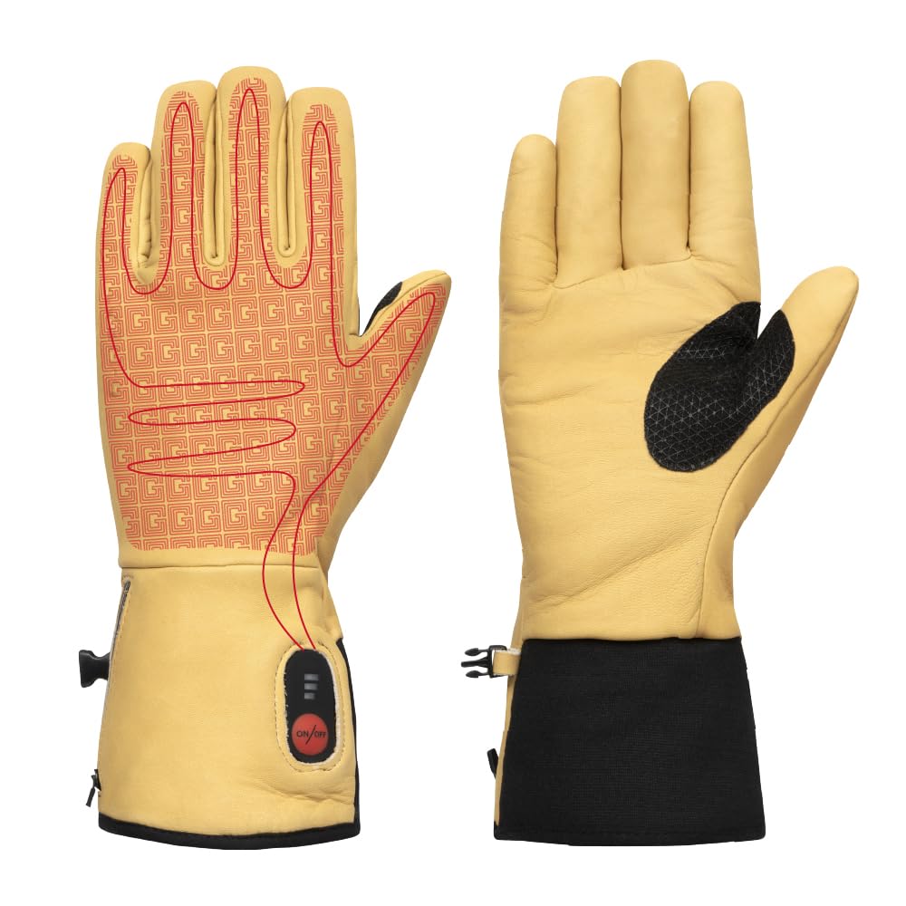 G-Heat - Guantes de trabajo con calefacción de cuero - Mixtos - Excelente agarre - Resistentes - Repelente al agua - Usos: trabajo, manipulación de objetos, DIY. Incluye baterías y cable de carga