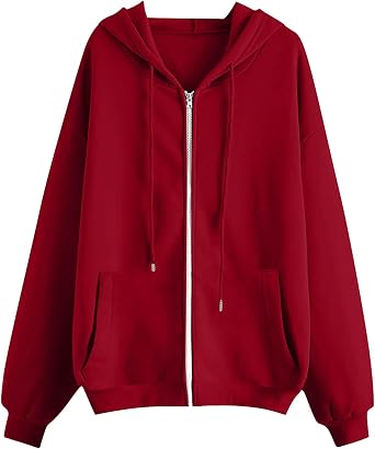 Oversized Zip Up Hoodie for Women Casual Fleece Hooded Tunic Sweatshirt Loose Fit Workout Fall Jackets with Pockets