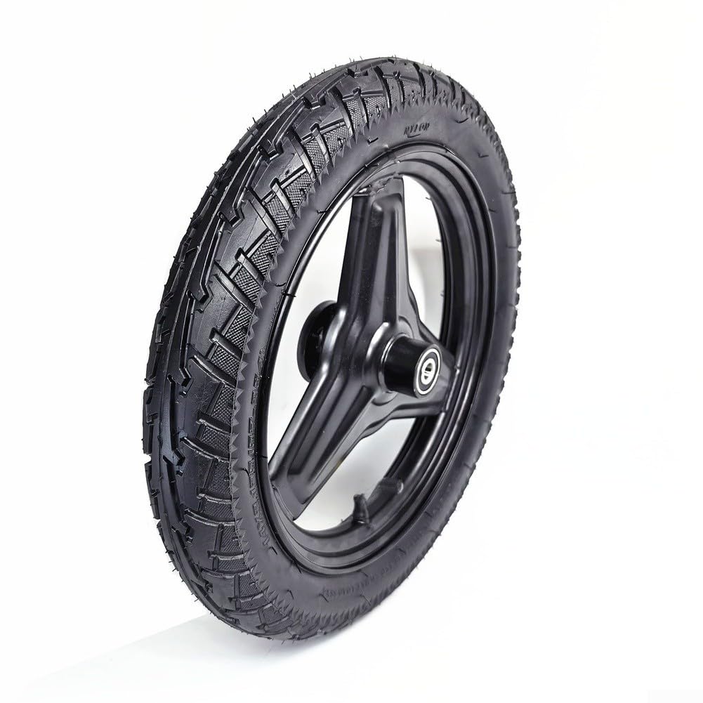 Hasaller 14x2.125 Solid Tire Front Wheel with Iron Rim for 14 Inch Folding Electric Scooter E-Bike Up to 120kg Load Black