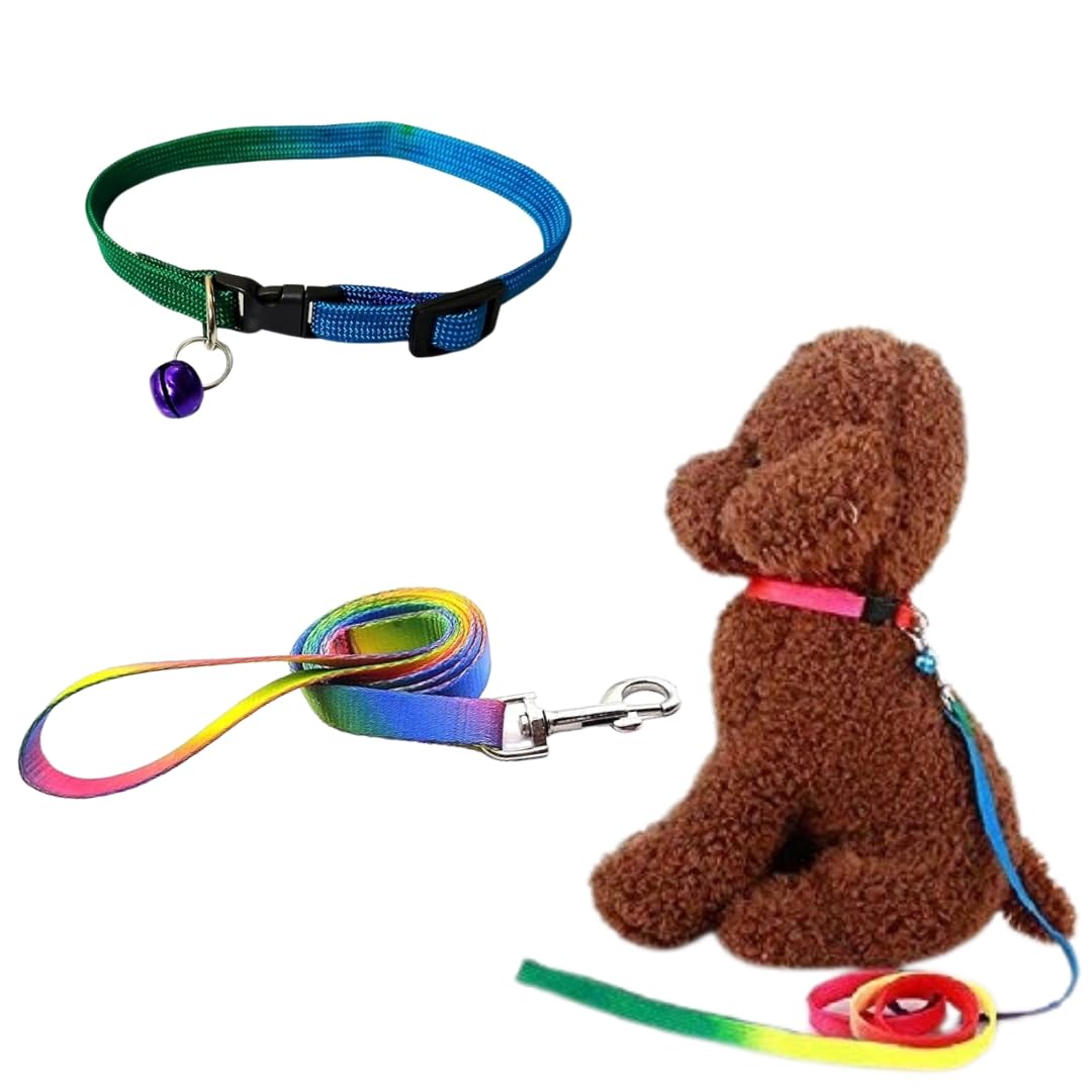 Polka Rainbow Adjustable Dog Collar and Belts Set | Nylon Multi Color Set for Dog Neck Collar Belt | Combo Pack of Colorful Dog Leash and Collar for Small Dogs, Best Dog Accessories for All Breed (B0CJ9HG9KY) Amazon Price History, Amazon Price Tracker