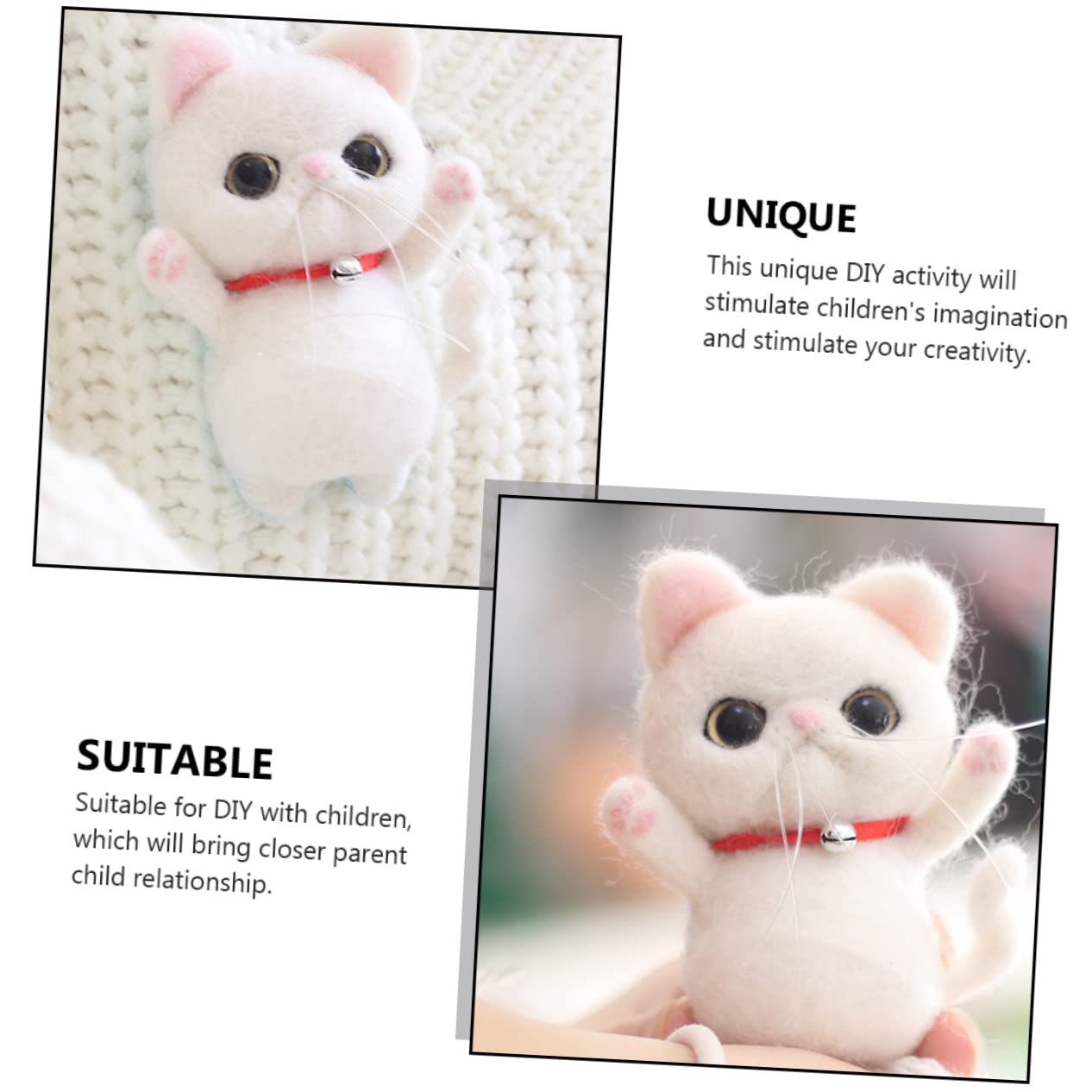 LIFKOME 1Set DIY Wool Felting Kit of Needlework Accessories for Creating Adorable Cat Figures for Beginners and Families Engaging and Fun Crafting Experience