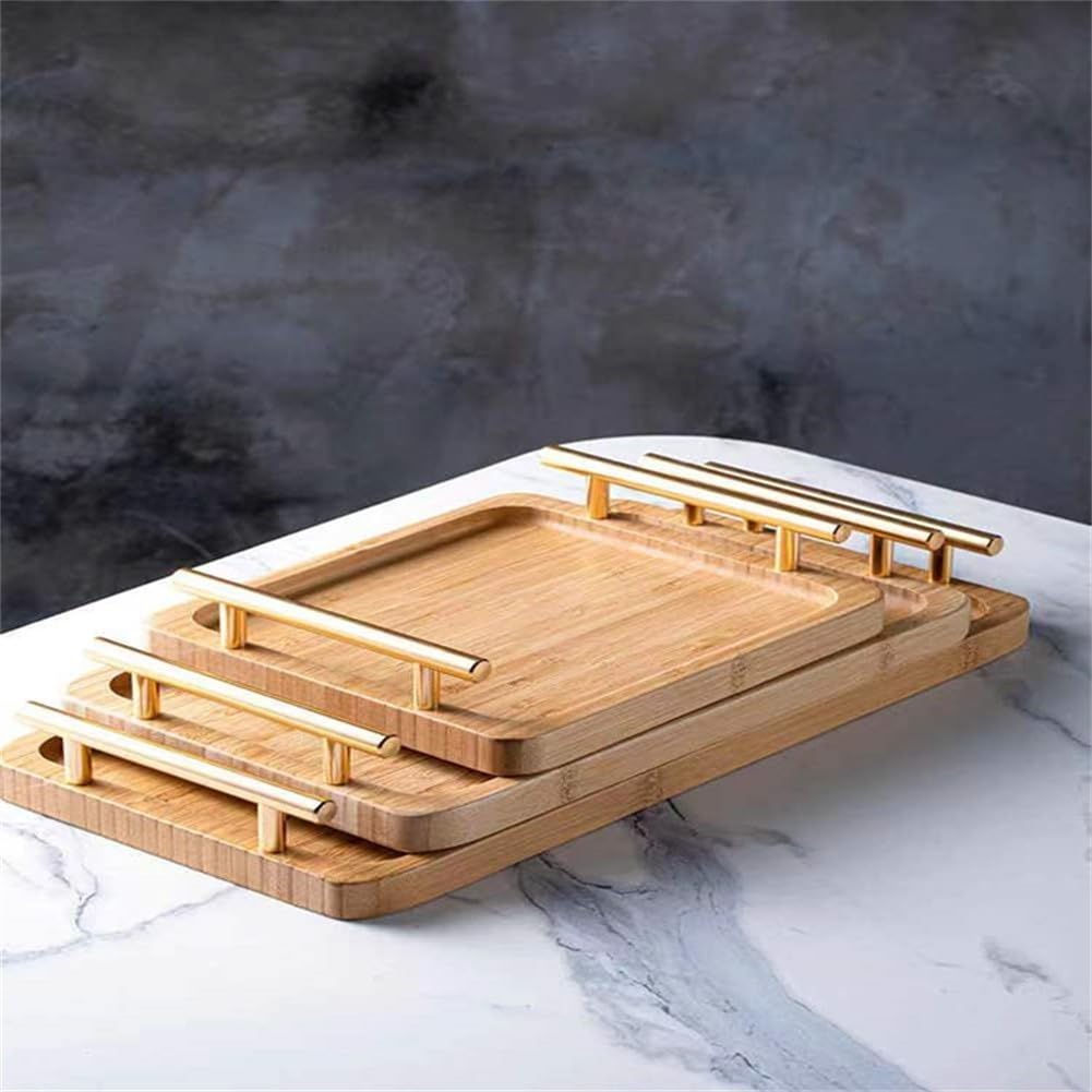 Bandeja grande de madera para servir, plato rectangular con asas para cocina, comedor, fiestas, mesas de café y barras (30 x 20 cm), perfecto para servir bebidas y aperitivos