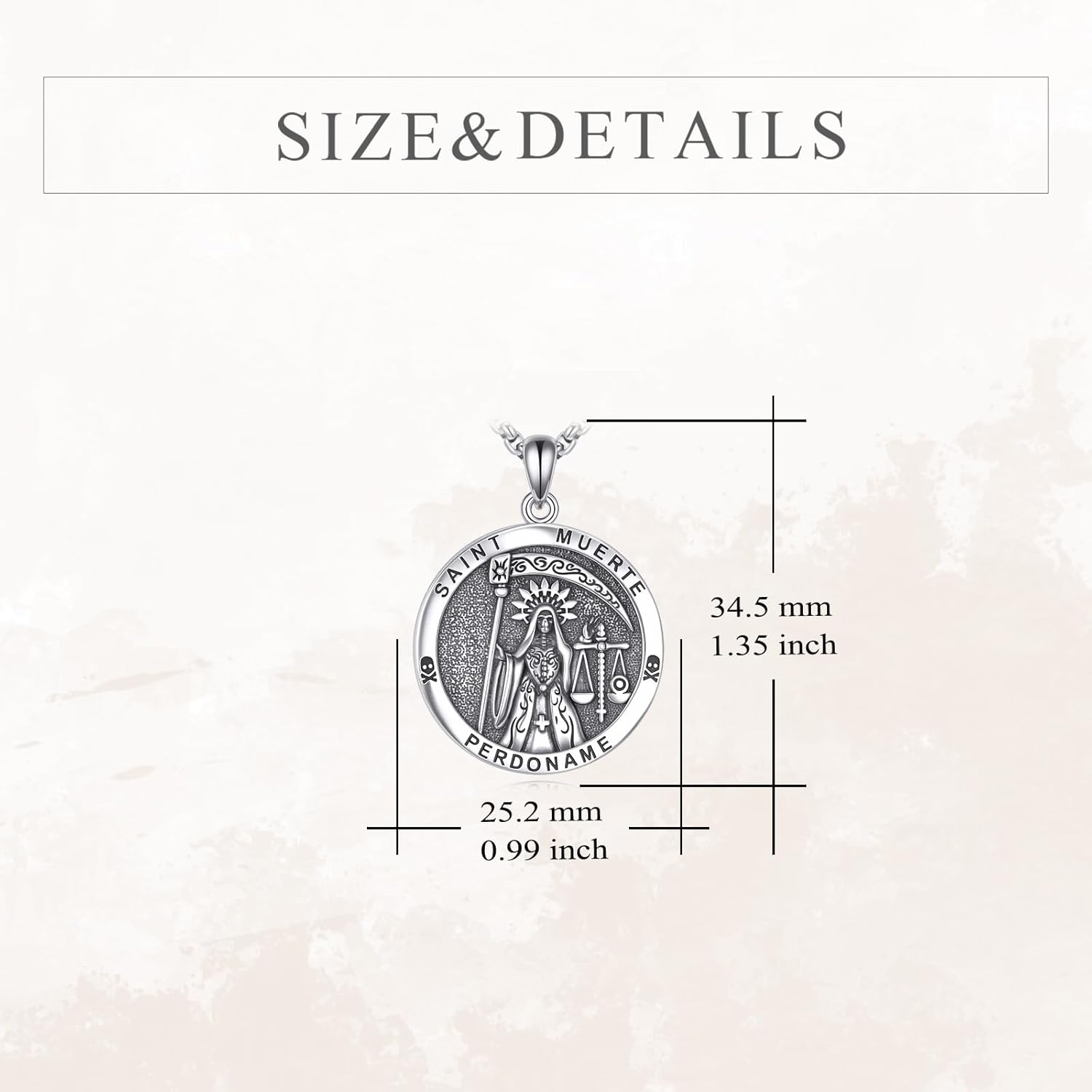 Santa Muerte Necklace for Women Men 925 Sterling Sliver Vintage Amulet Medal Pendant Religious Jewelry Gifts Protector Amulets - Image 4